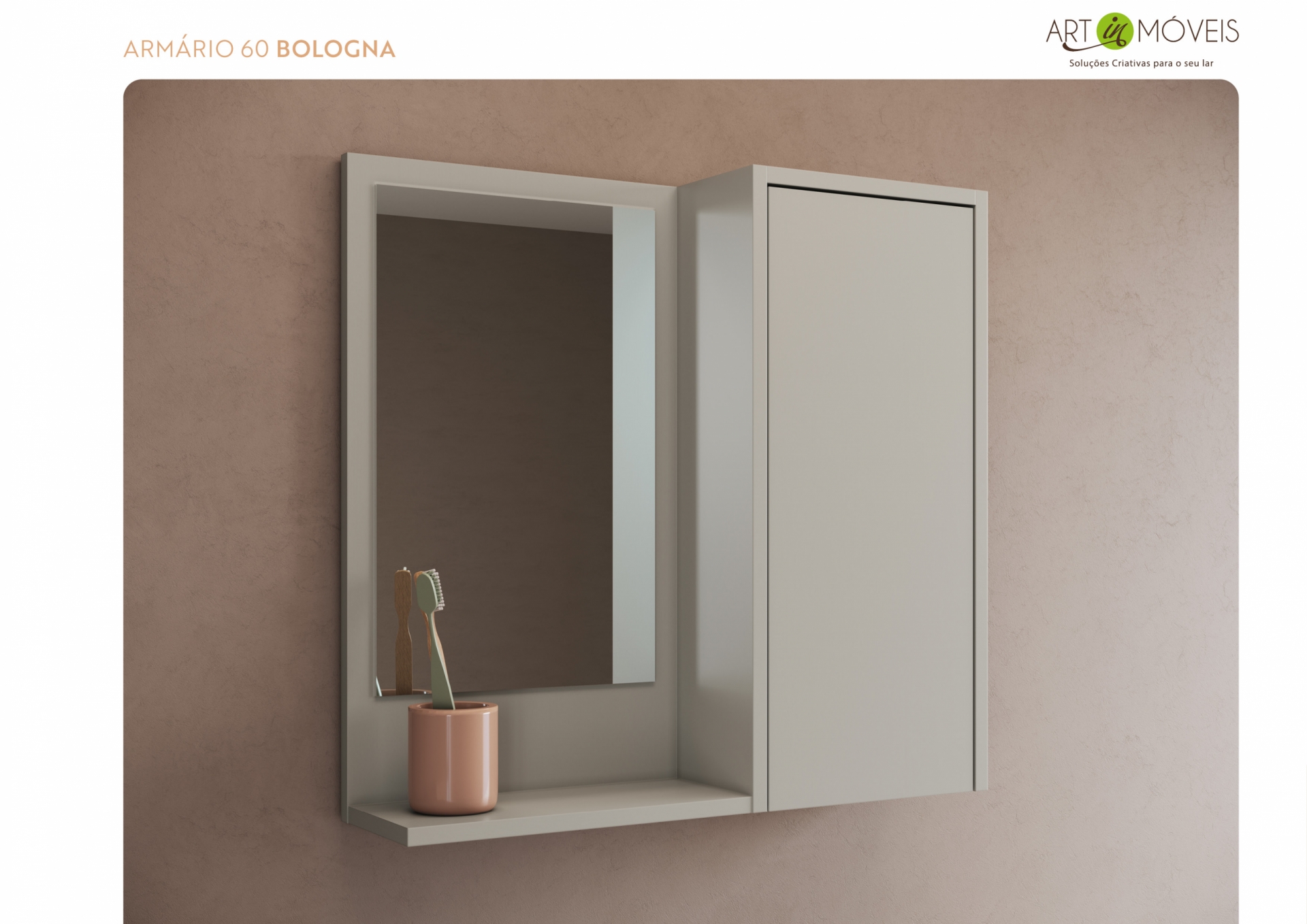 Armário Aéreo com Espelho Bologna Art In Móveis