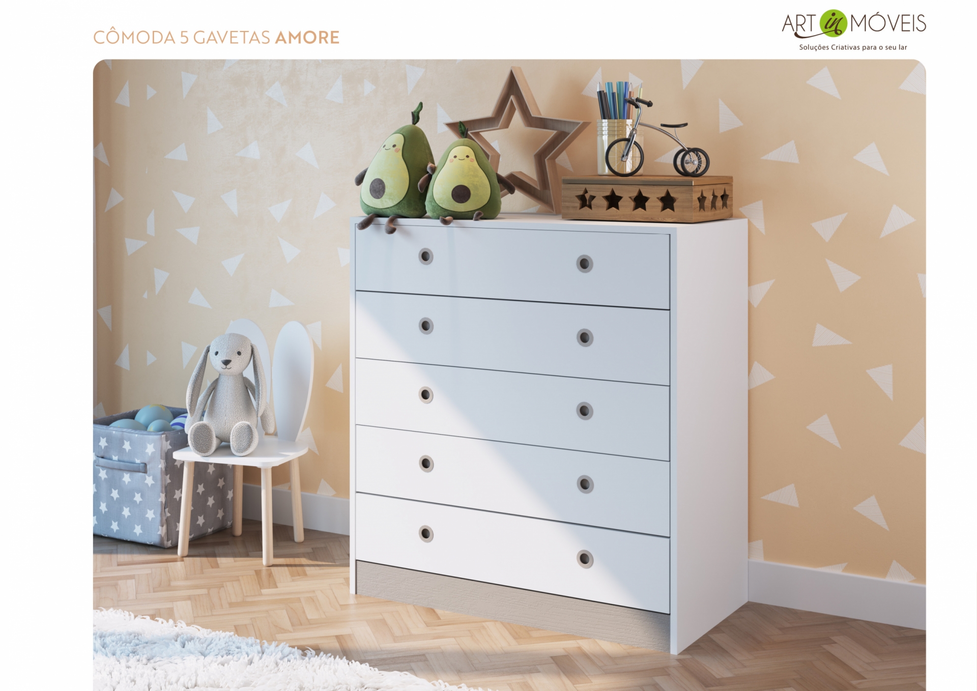 Cômoda 5 gavetas Amore Art In Móveis