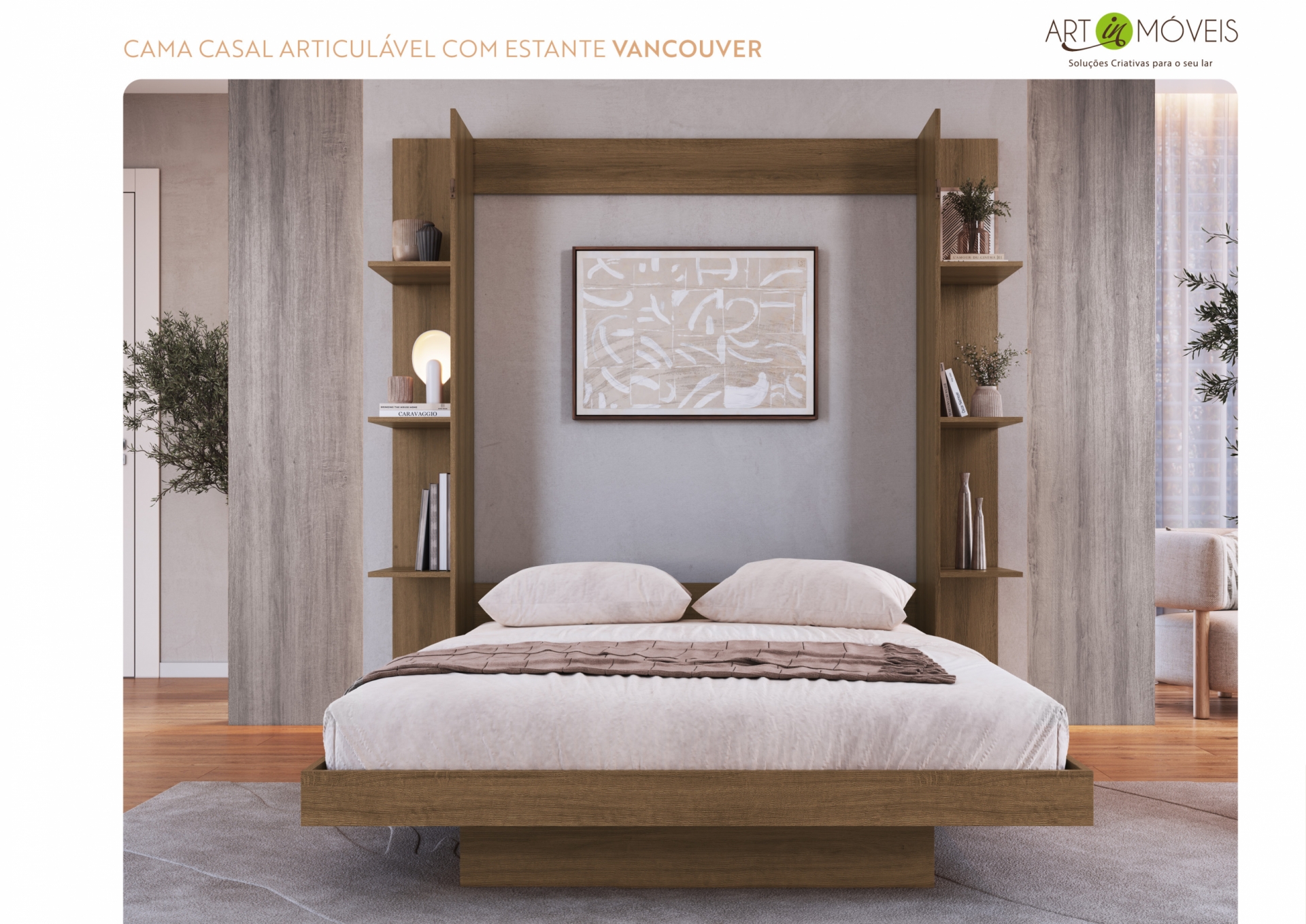 Cama Casal Articulável com Estante Vancouver Art In Móveis