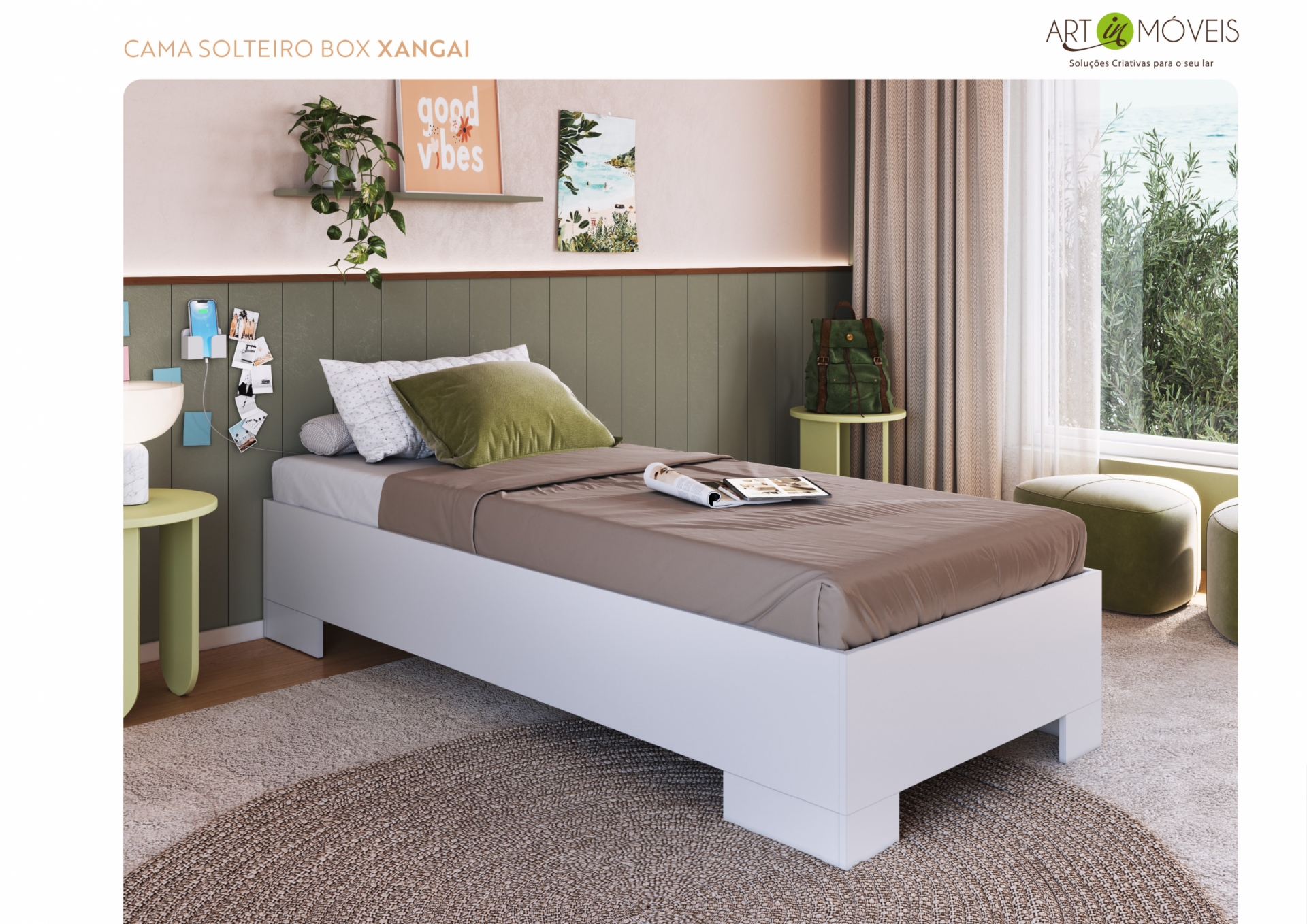 Cama Solteiro Box Xangai  Art In Móveis