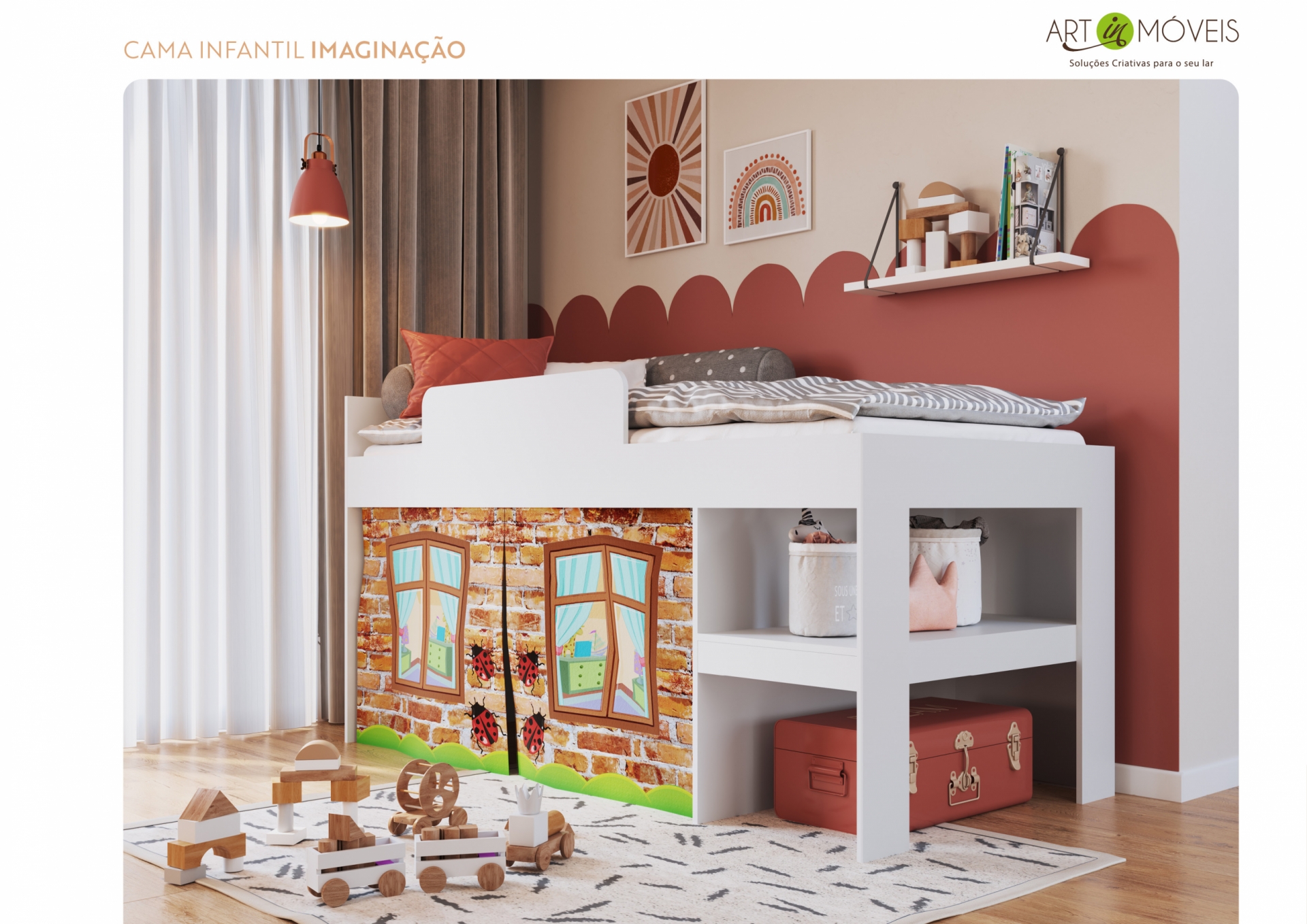 Cama Solteiro Infantil Imaginação Art In Móveis