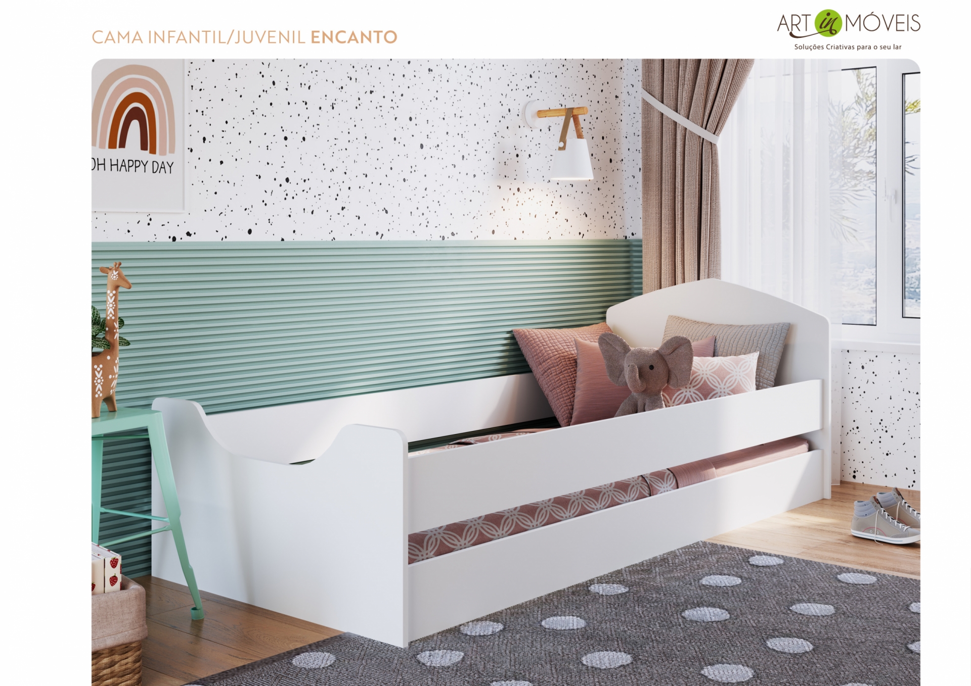 Cama juvenil Encanto Art In Móveis