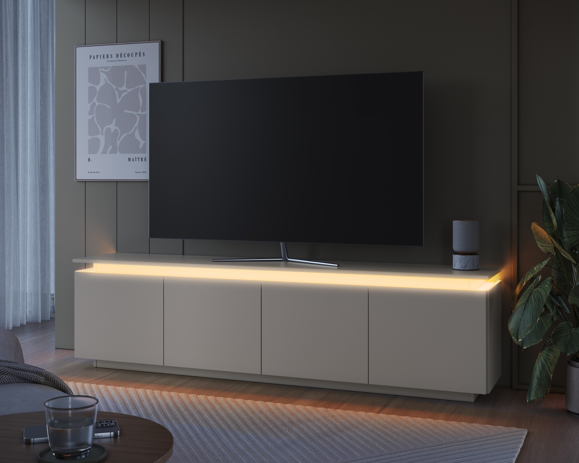 Rack com iluminacão led Raba Art In Móveis