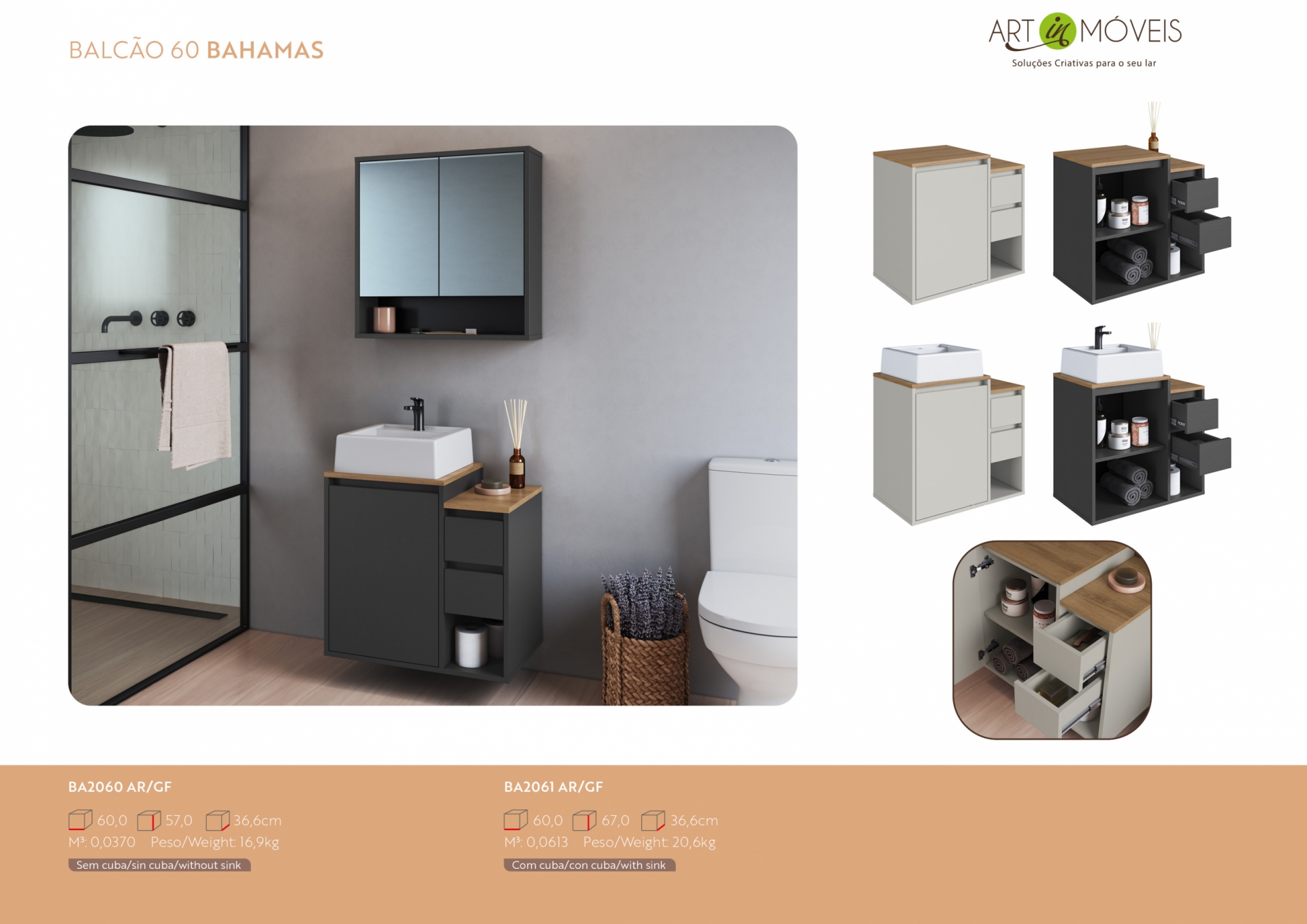 Produto Balcão Gabinete Suspenso Bahamas