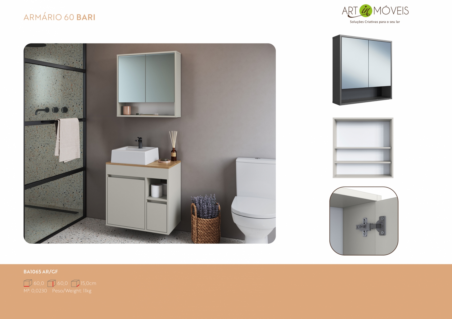 Produto Armário Aéreo com Espelho Bari