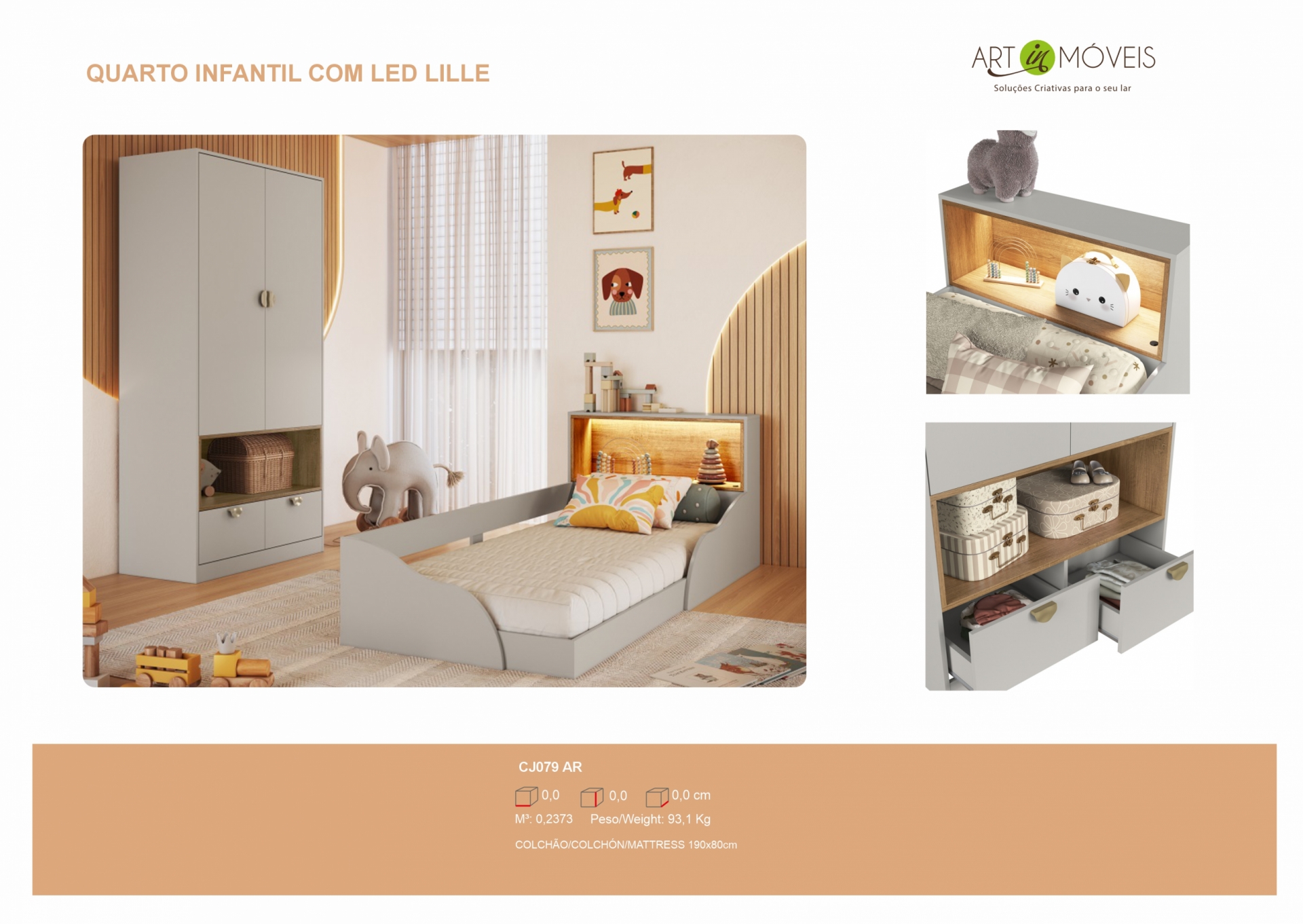 Produto Quarto Infantil com LED Lille