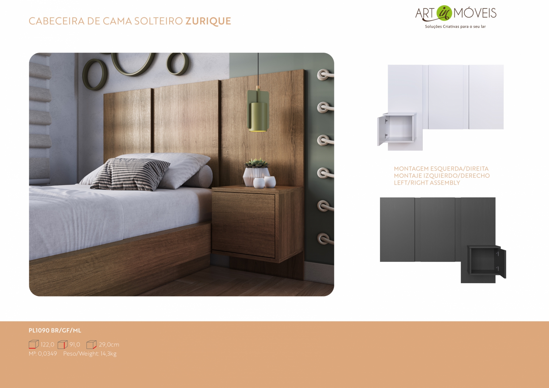 Produto Cabeceira de Cama Solteiro Zurique