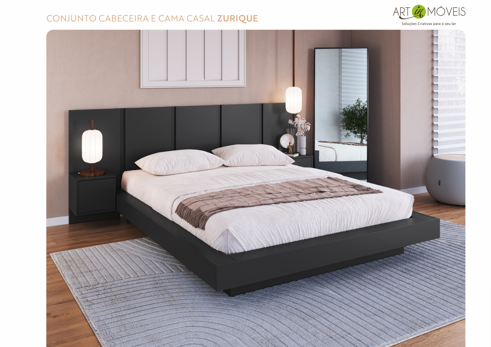 Produto Conjunto Cabeceira e Cama Casal Zurique