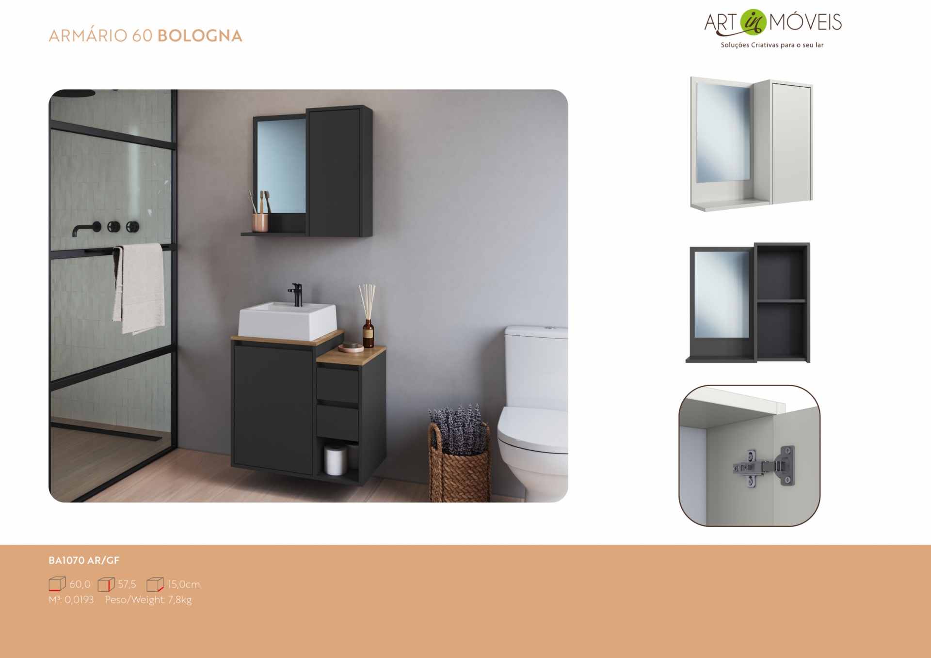 Produto Armário Aéreo com Espelho Bologna