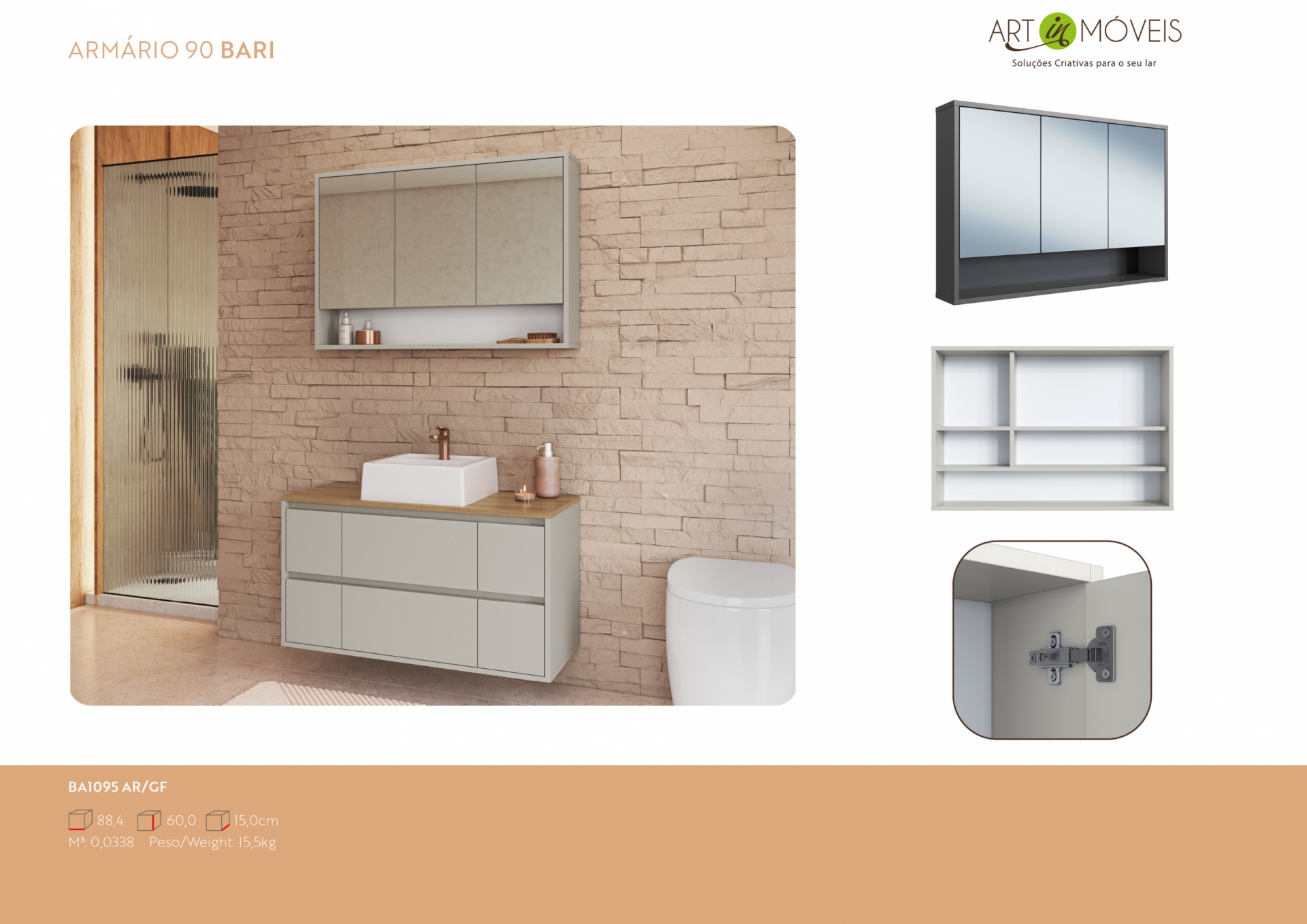 Produto Armário Aéreo com Espelho Bari