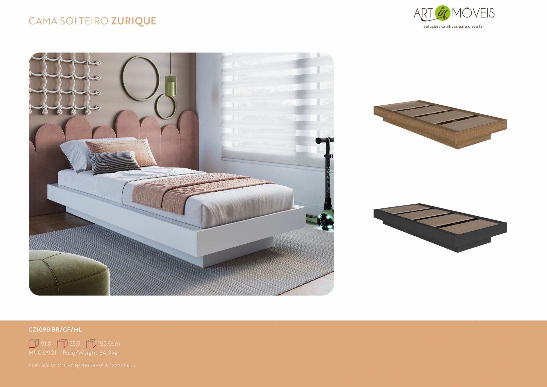 Produto Cama Solteiro Zurique