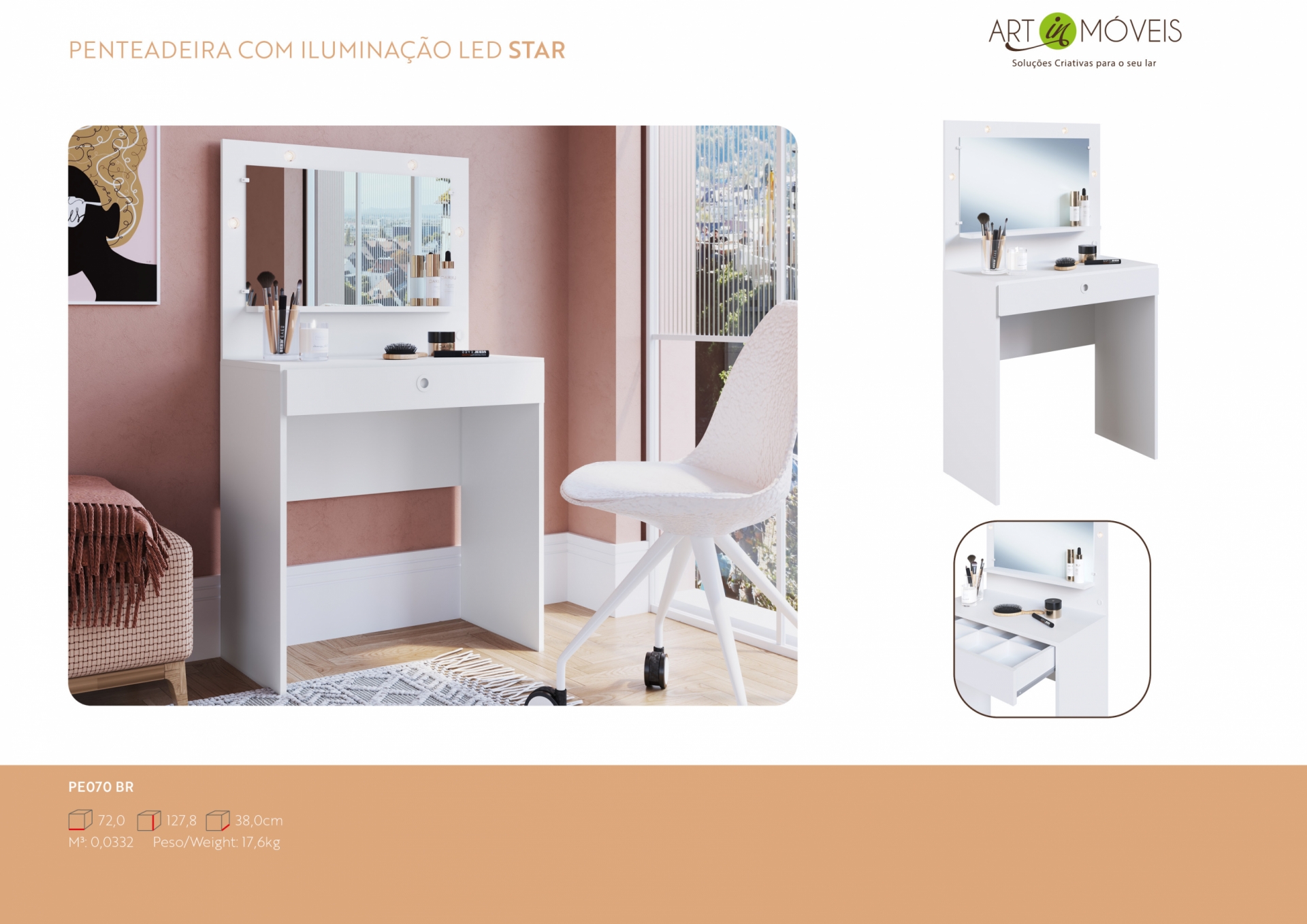 Produto Penteadeira com Iluminação Led Star