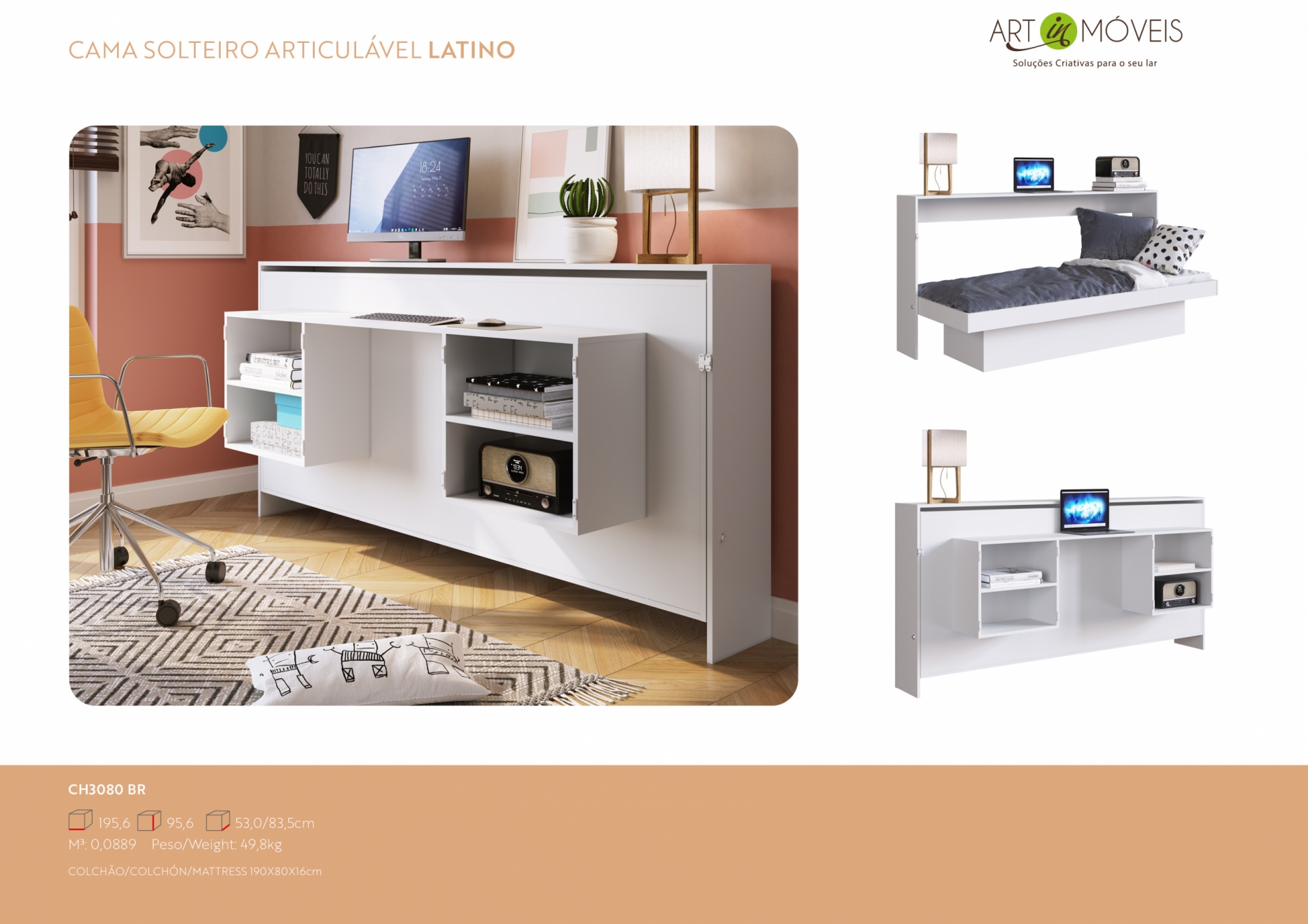 Produto Cama Solteiro Articulável Latino