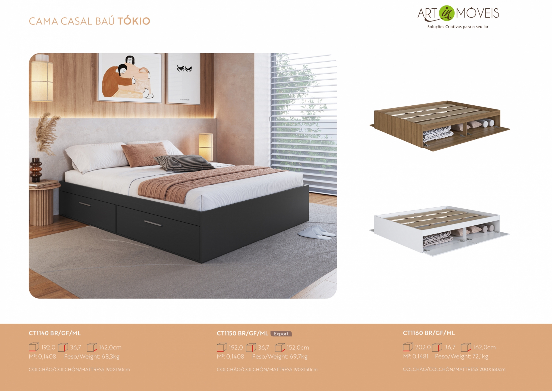 Produto Cama Casal Box Baú Tókio