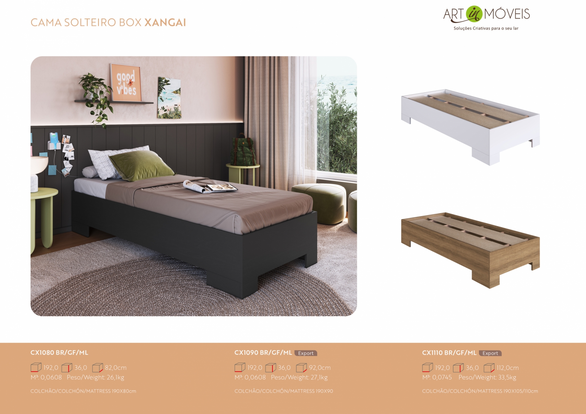 Produto Cama Solteiro Box Xangai 