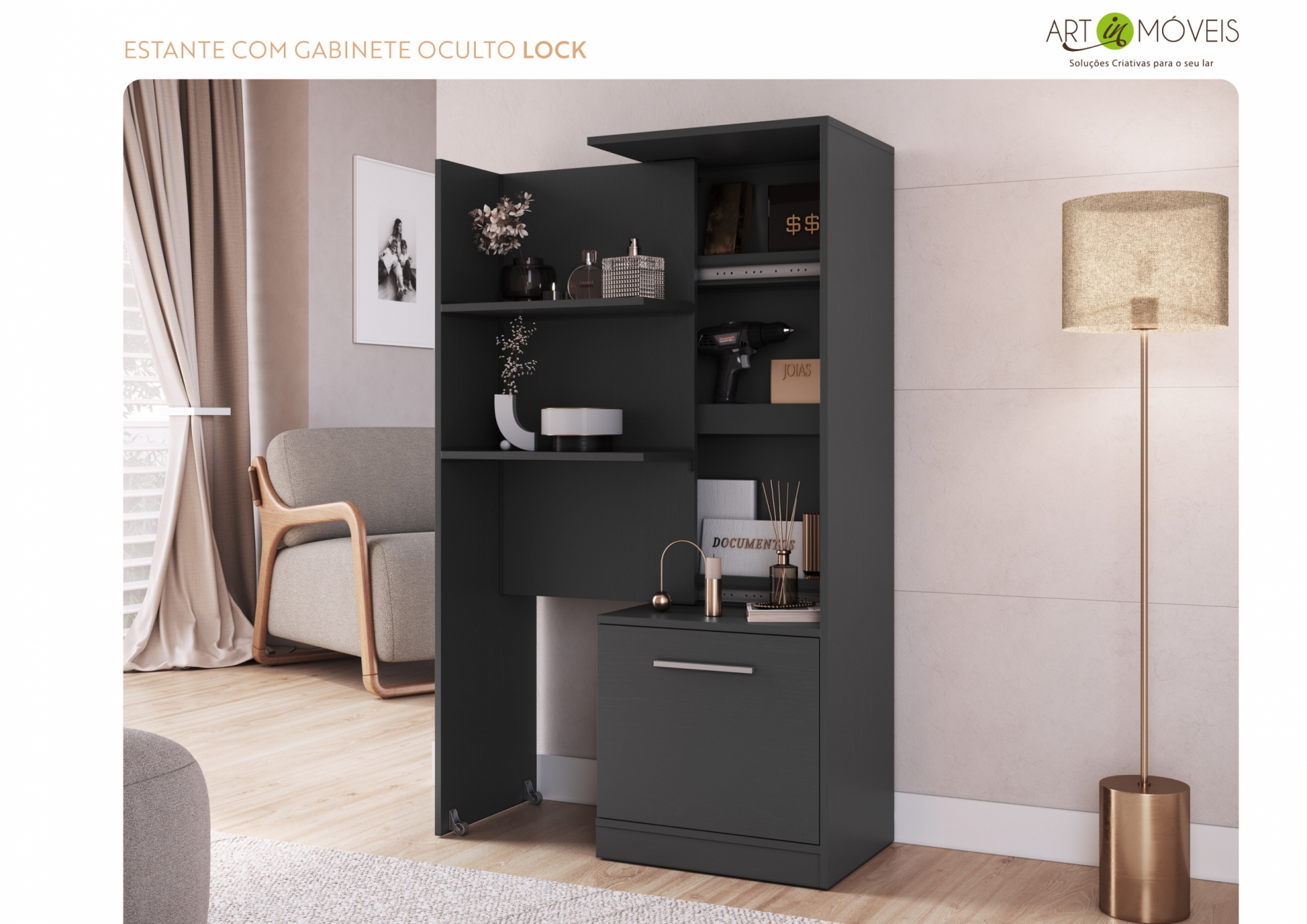 Produto Estante com Gabinete Oculto Lock