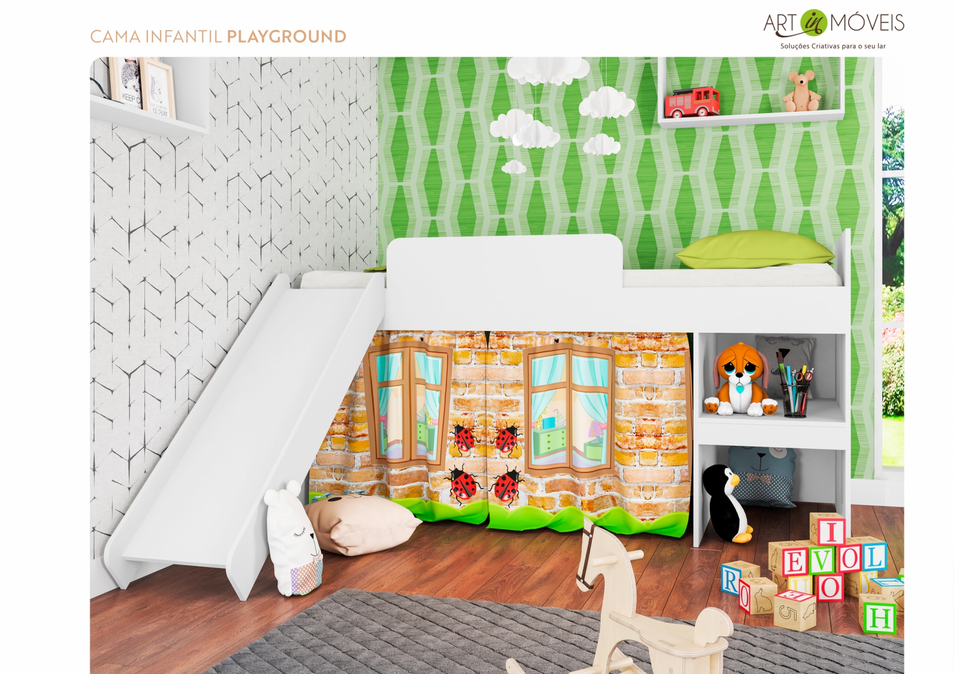 Produto Cama Solteiro Infantil Playground