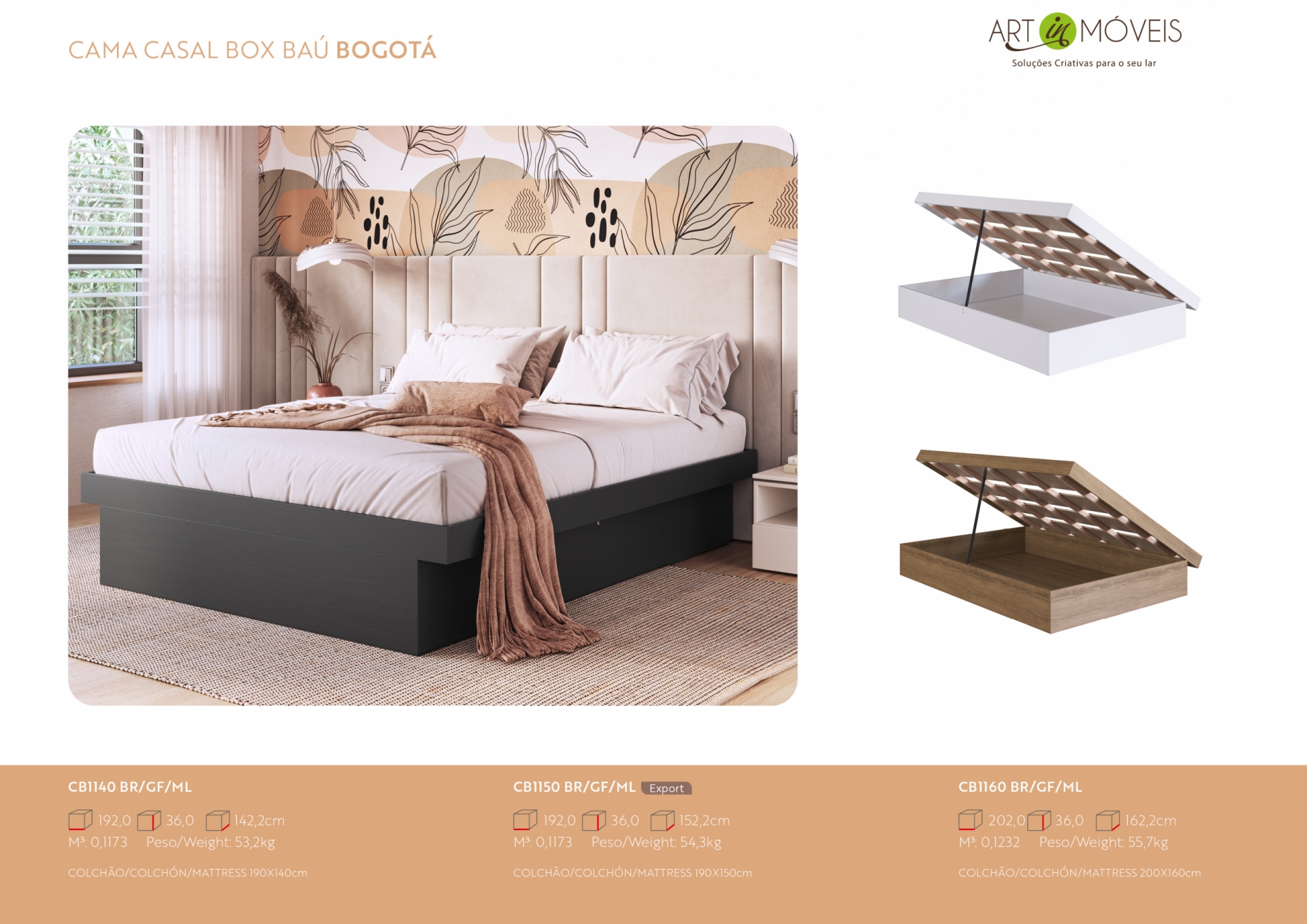 Produto Cama Casal Box Bau Bogotá