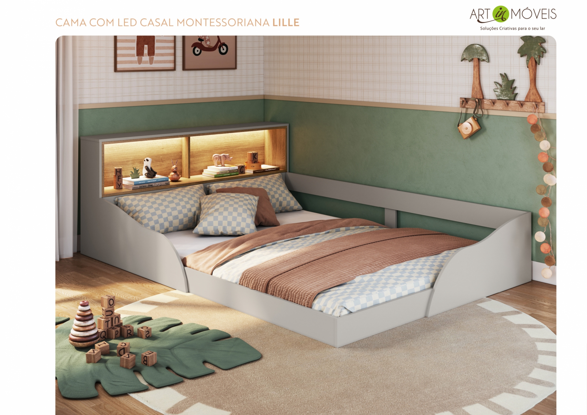 Produto Cama com  Led Casal Montessoriana Lille