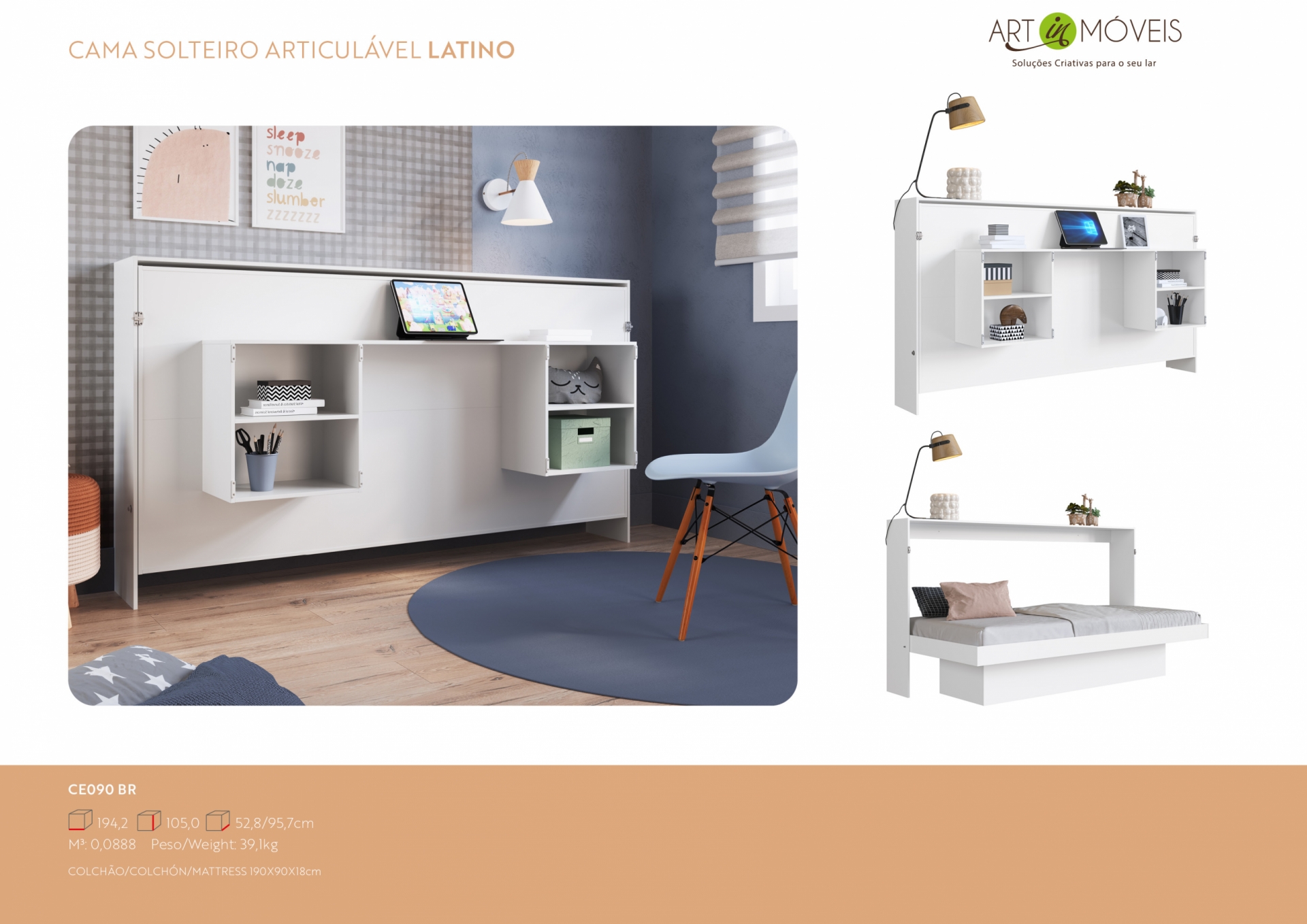 Produto Cama Solteiro Articulável Latino